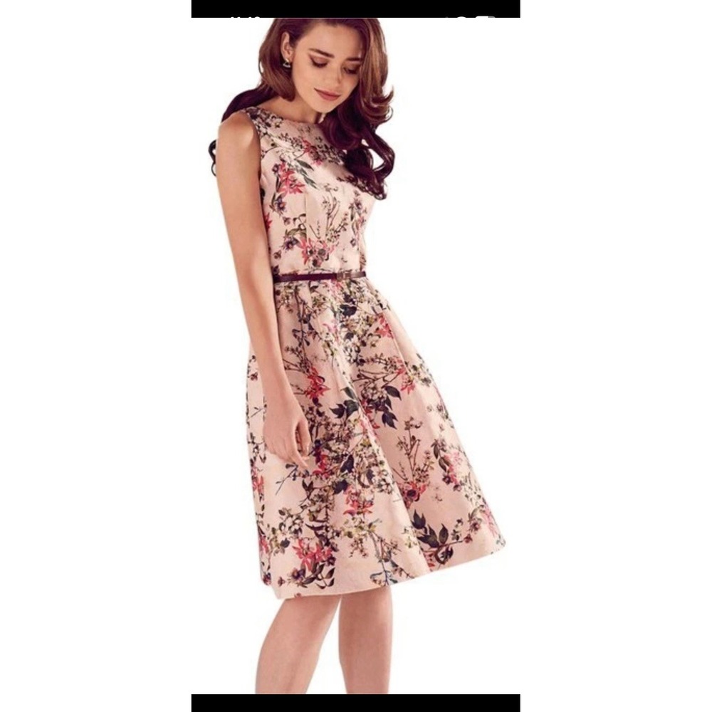 Ted Baker London Mid Pink Clarbel Blossom V Back Jacquard Size 2 MSRP $429